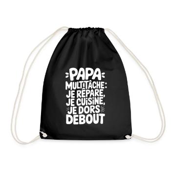 Papa multitâche je répare je cuisine je dors - Sac de sport léger - noir - Devant