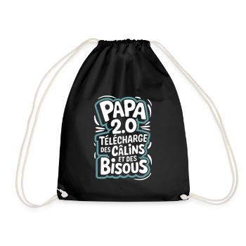 Papa 2.0 télécharge des câlins et des bisous - Sac de sport léger - noir - Devant