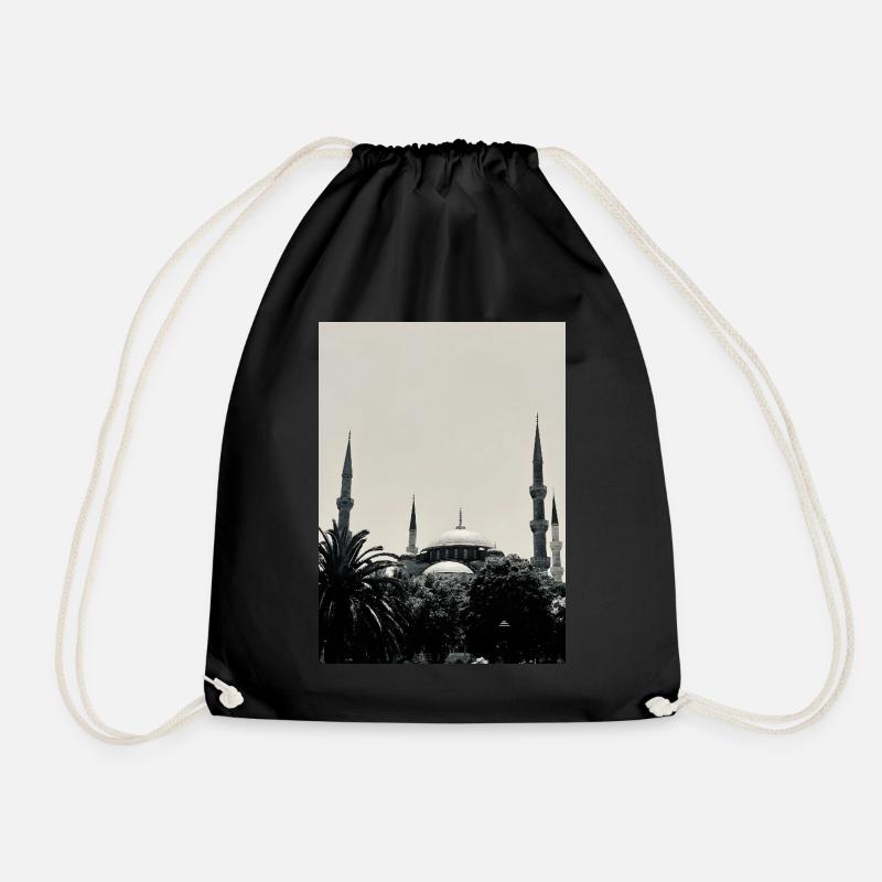 A Turkish mosque in black and white - Drawstring Bag - black