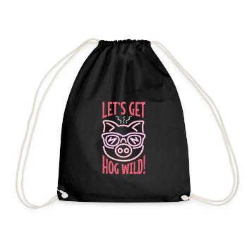 Neon Pig Let Wild Party T-Shirt Gift - Drawstring Bag - black - Front
