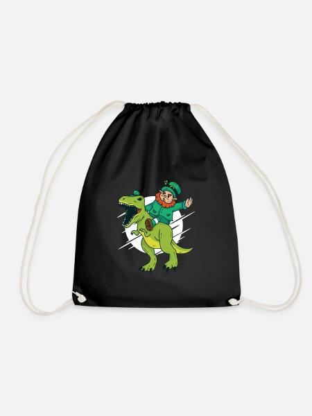 Dwarf rides Dino - Drawstring Bag - black