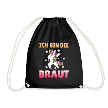 Einhorn Ich bin die Braut - Turnbeutel - Schwarz - Vorne