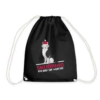 Skijoring Dog Zughund Skijoering Husky-Ski - Drawstring Bag - black - Front