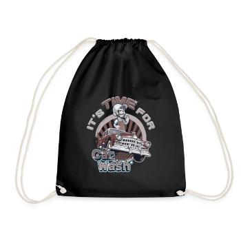 It's time for car washing - vintage look - Drawstring Bag - black - Front