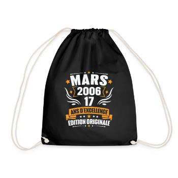 Vintage Cadeau Mars 2006, 17 Ans Anniversaire - Sac de sport léger - noir - Devant