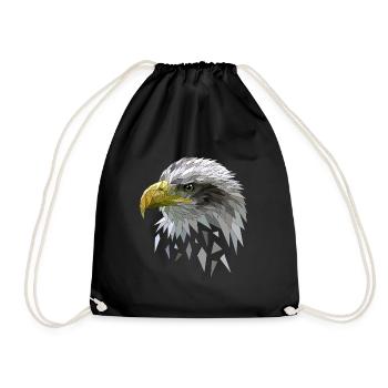 Seeadler Adler Low poly Polygone geometrisch - Turnbeutel - Schwarz - Vorne