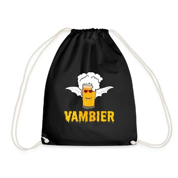 Vambier Halloween Bier Wortspiel Fledermaus Vampir - Turnbeutel - Schwarz - Vorne