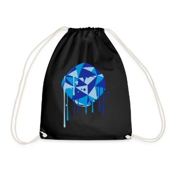 ball art spray graffiti drip round circle blue - Drawstring Bag - black - Front