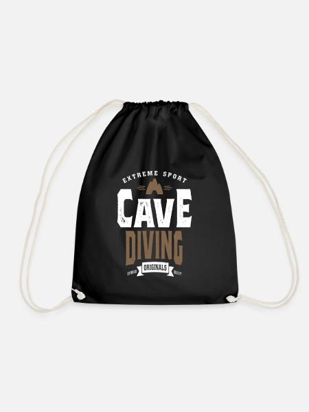 Cave Diving Art - Drawstring Bag - black