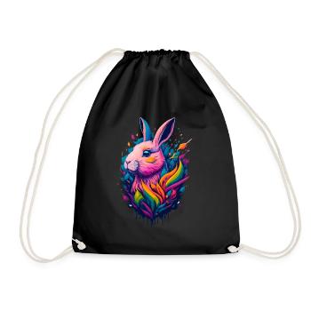 Illustration d’un lapin - Sac de sport léger - noir - Devant
