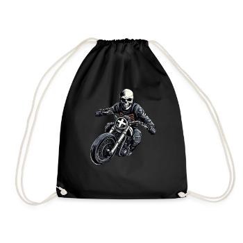 Motorrad Skelett - Turnbeutel - Schwarz - Vorne