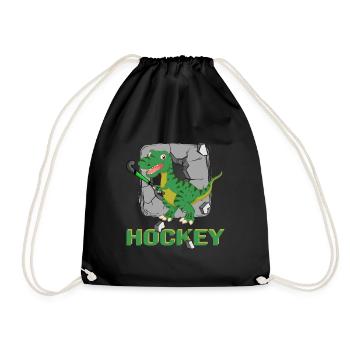 hockey trend field hockey fieldhockey hockeysaurus - Drawstring Bag - black - Front