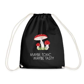 fly agaric mushrooms collect autumn natural mushroom time - Drawstring Bag - black - Front