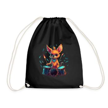 Chihuahua Drummer Music Animal Drums Dogs - Drawstring Bag - black - Front