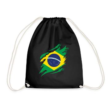 Brazil Flag Brazilian Flag South America - Drawstring Bag - black - Front