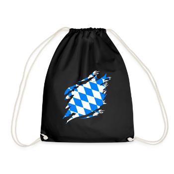 Bavaria Flag Used Look Bavarian Flag Vintage - Drawstring Bag - black - Front