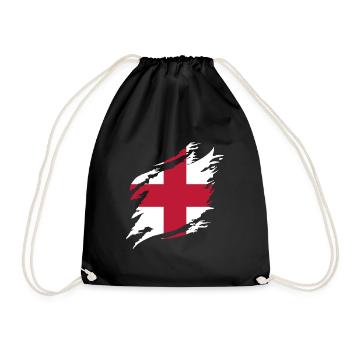 England Flagge Vintage Englische Fahne Used Look - Turnbeutel - Schwarz - Vorne