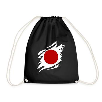 Japan Flagge Used Look Nihon Japanische Fahne - Turnbeutel - Schwarz - Vorne