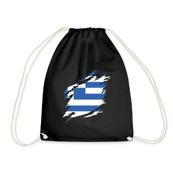 Griechenland Flagge Hellas Athen Griechische Fahne - Turnbeutel - Schwarz - Vorne