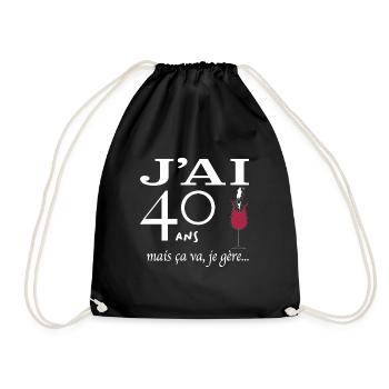J'ai 40 ans mais ça va je gère - Sac de sport léger - noir - Devant