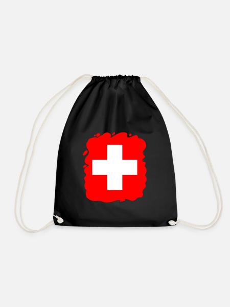 Schweiz Flagge Vintage Kreuz Used Look Schweizer - Turnbeutel - Schwarz