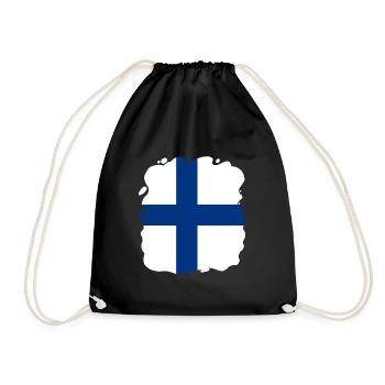 Finnland Flagge Suomi Finnische Fahne Used Look - Turnbeutel - Schwarz - Vorne