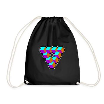 Geometry Triangle Illusion Goa Gift - Drawstring Bag - black - Front