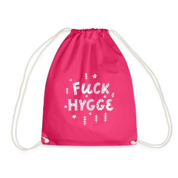 Fuck hygge white - Drawstring Bag - fuchsia - Front