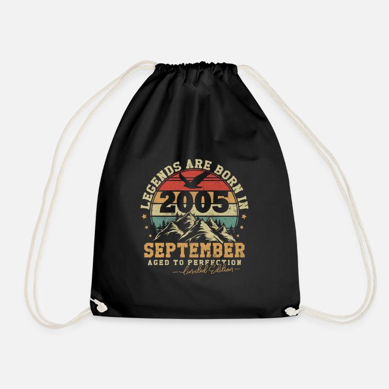 September 2005 vintage retro anniversary 2005 - Drawstring Bag - black