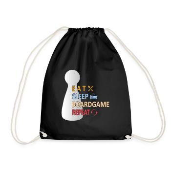 Eat sleep boardgame repeat - Drawstring Bag - black - Front
