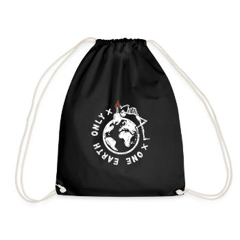 One earth only (white) - Drawstring Bag - black - Front