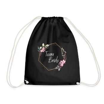 Team Bride Blumen Hochzeit Geschenk - Turnbeutel - Schwarz - Vorne