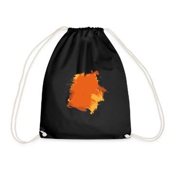 Paint blob splash painter gift colorful orange - Drawstring Bag - black - Front