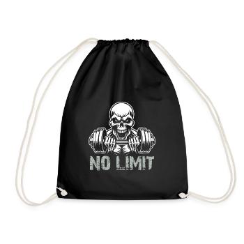 No Limit Hard Workout Skull with Dumbbell - Drawstring Bag - black - Front