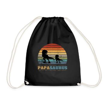 Papa Saurus Vatertag Geburtstag Dino Papasaurus - Turnbeutel - Schwarz - Vorne