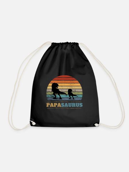 Papa Saurus Vatertag Geburtstag Dino Papasaurus - Turnbeutel - Schwarz
