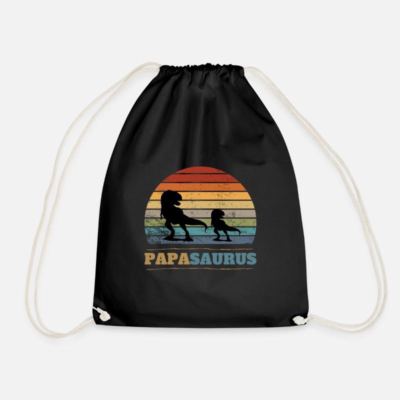 Papa Saurus Vatertag Geburtstag Dino Papasaurus - Turnbeutel - Schwarz