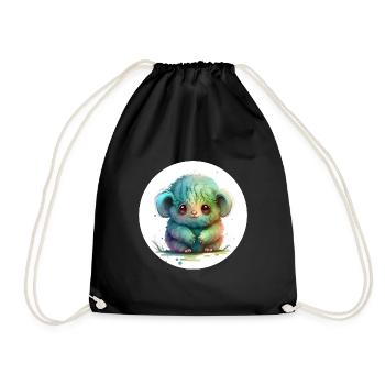 Animal monkey fantasy and cute - Drawstring Bag - black - Front