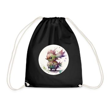 Animal chick fantasy and cute - Drawstring Bag - black - Front