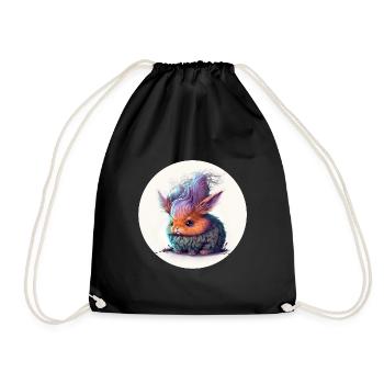 Animal rabbit fantasy and cute - Drawstring Bag - black - Front