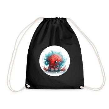 Tier Oktopus fantasy und süß - Turnbeutel - Schwarz - Vorne