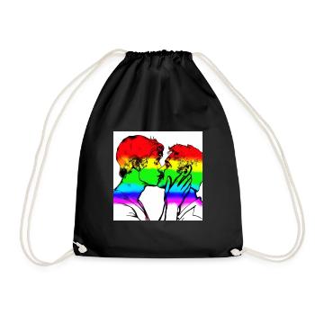 Kissing men - Drawstring Bag - black - Front