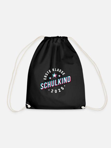 Erste Klasse Schulkind 2025 cooler Style - Turnbeutel - Schwarz