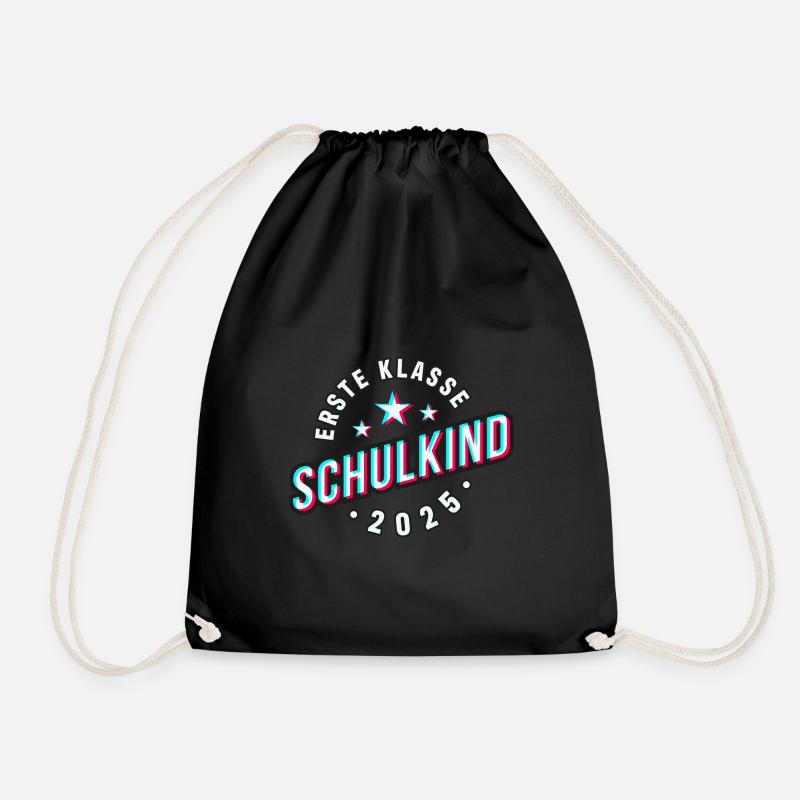 Erste Klasse Schulkind 2025 cooler Style - Turnbeutel - Schwarz