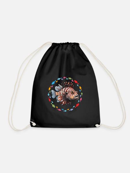 Poisson-lion Poisson corail dans le cercle de poissons - Sac de sport léger - noir