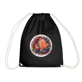 poisson-clown rieur et anémone de mer - Sac de sport léger - noir - Devant