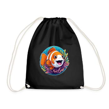 Poisson-clown rieur et anémone de mer - Sac de sport léger - noir - Devant