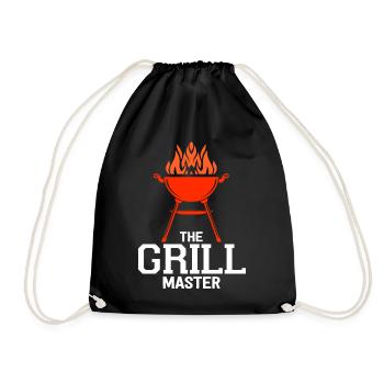 Grillen Grill BBQ Sommer Fest Geschenkidee - Turnbeutel - Schwarz - Vorne