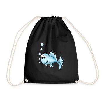 fish - Drawstring Bag - black - Front