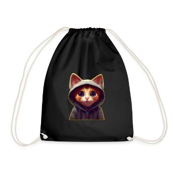 Chat avec pull - Sac de sport léger - noir - Devant